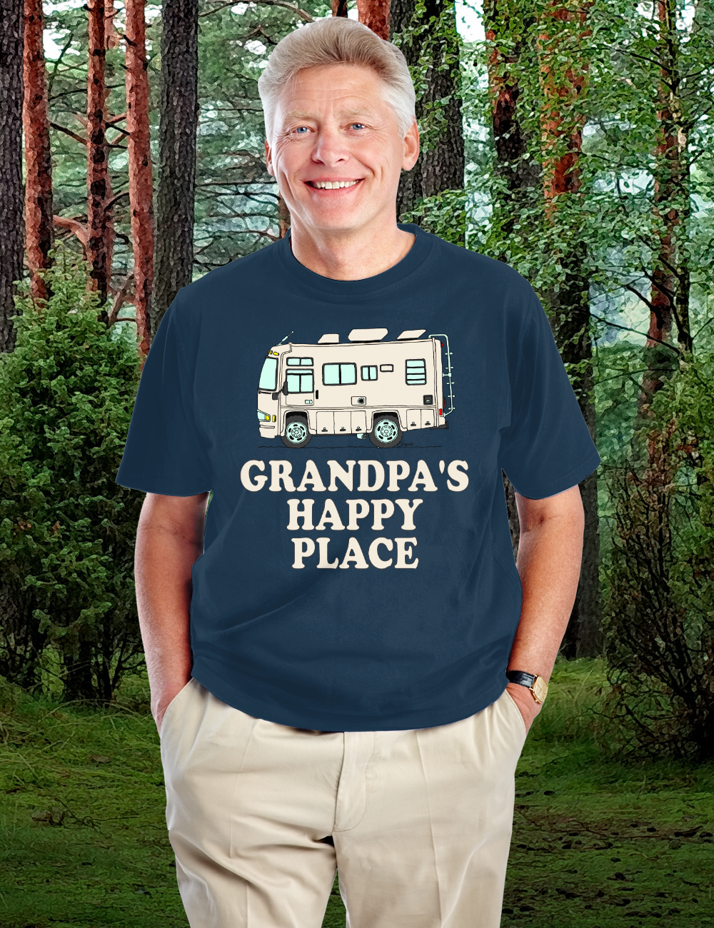 RV T Shirts for Men GRANDPA’S HAPPY PLACE