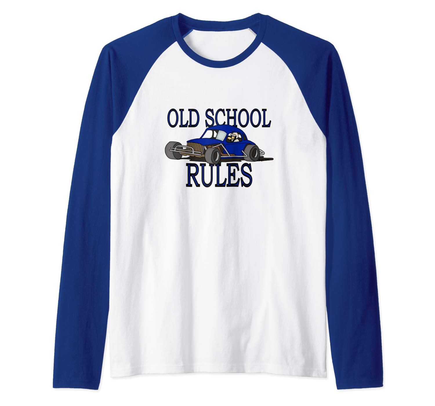 Stock Car Shirt OLD SCHOOL RULES Blue coupe racing gift baseball shirt