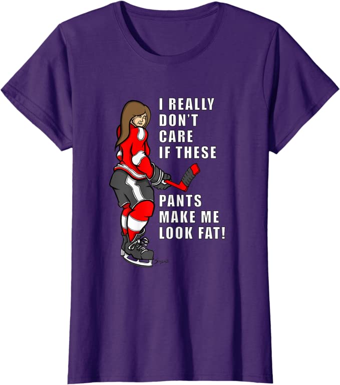 Funny Girls Womens Ice Hockey I DONT REALLY CARE T-Shirt